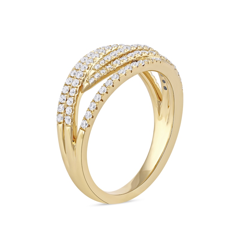 0.50 CT. T.W. Diamond Multi-Row Crossover Ring in 14K Gold