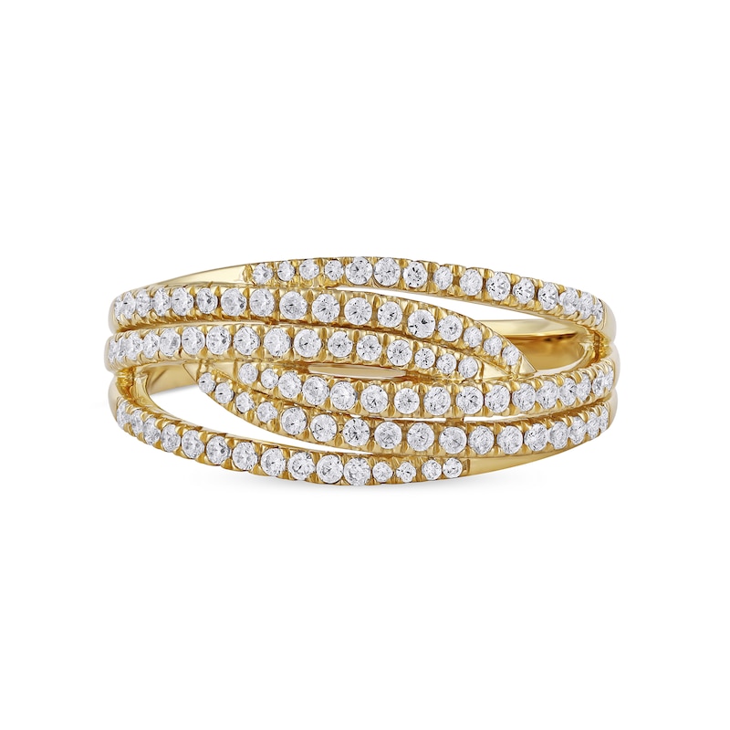 0.50 CT. T.W. Diamond Multi-Row Crossover Ring in 14K Gold