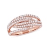 0.50 CT. T.W. Diamond Multi-Row Crossover Ring in 14K Rose Gold
