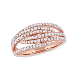 0.50 CT. T.W. Diamond Multi-Row Crossover Ring in 14K Rose Gold