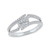 Thumbnail Image 1 of 0.33 CT. T.W. Diamond Center Tie Split Shank Ring in 10K White Gold