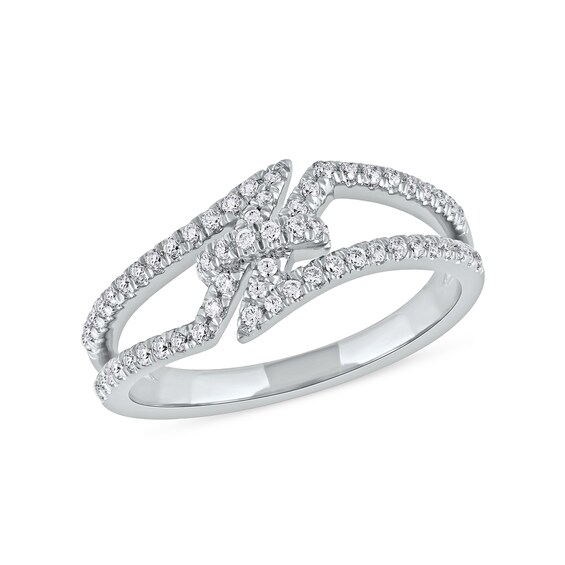 0.33 CT. T.W. Diamond Center Tie Split Shank Ring in 10K Gold