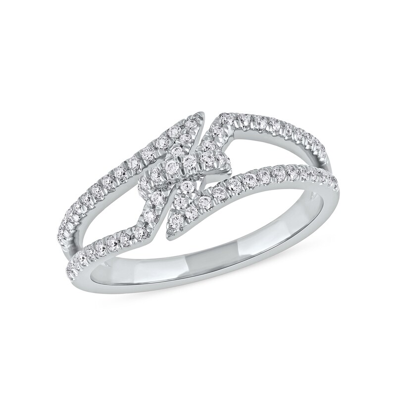 0.33 CT. T.W. Diamond Center Tie Split Shank Ring in 10K Gold