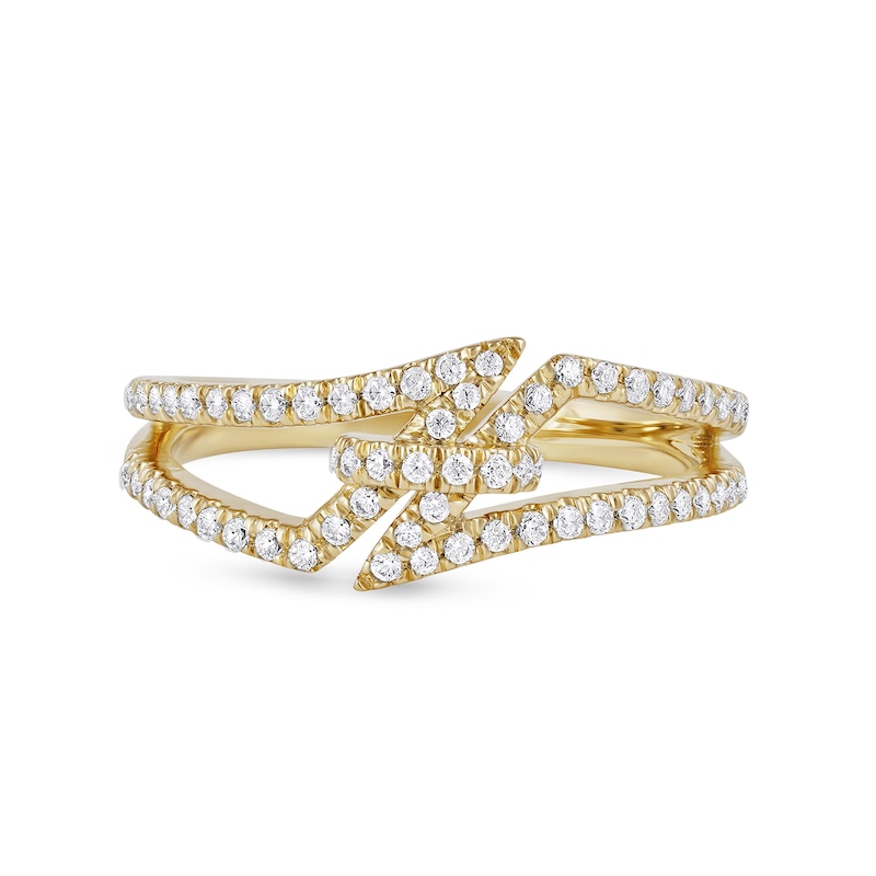 Main Image 3 of 0.33 CT. T.W. Diamond Center Tie Split Shank Ring in 10K Gold