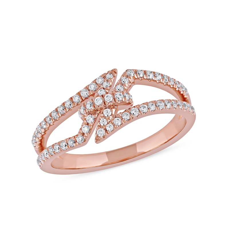 0.33 CT. T.W. Diamond Center Tie Split Shank Ring in 10K Rose Gold|Peoples Jewellers