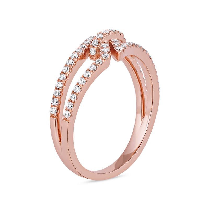 Main Image 2 of 0.33 CT. T.W. Diamond Center Tie Split Shank Ring in 10K Rose Gold
