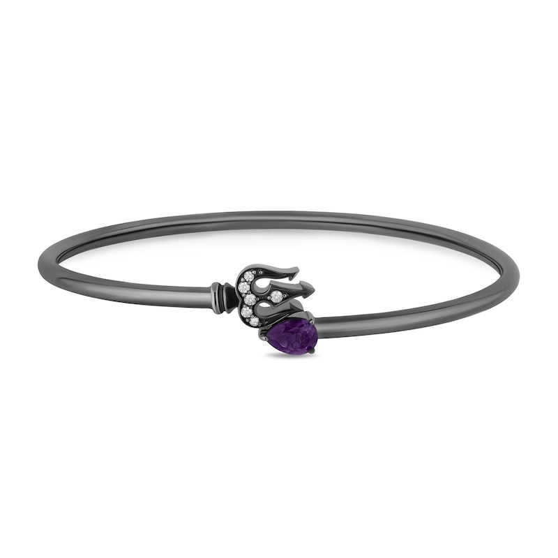 Enchanted Disney Villains Ursula Amethyst and 0.085 CT. T.W. Diamond Bangle in Sterling Silver with Black Rhodium