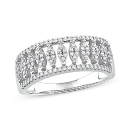 0.33 CT. T.W. Multi-Diamond Vertical Multi-Row Open Shank Ring in 10K White Gold