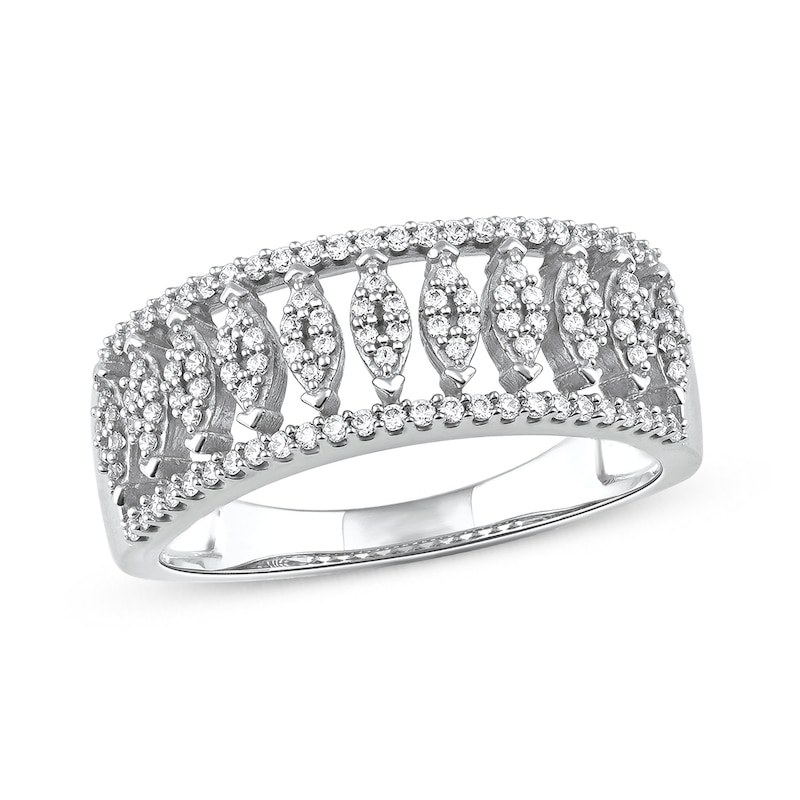 0.33 CT. T.W. Multi-Diamond Vertical Multi-Row Open Shank Ring in 10K Gold|Peoples Jewellers