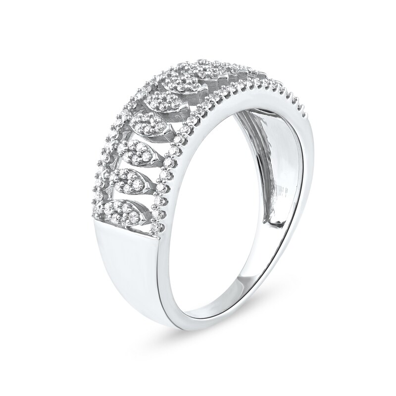 0.33 CT. T.W. Multi-Diamond Vertical Multi-Row Open Shank Ring in 10K White Gold