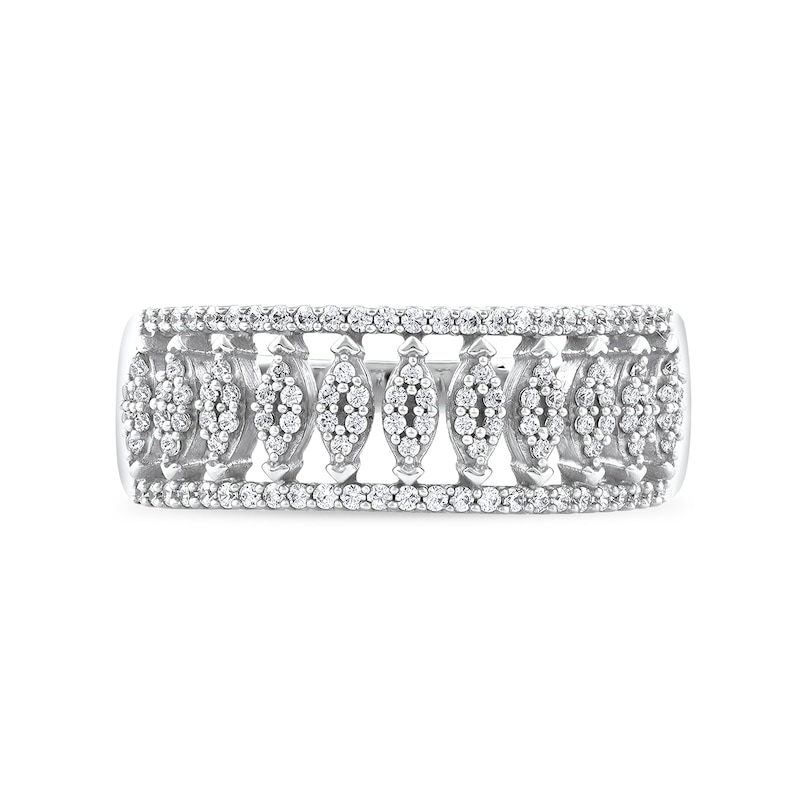 0.33 CT. T.W. Multi-Diamond Vertical Multi-Row Open Shank Ring in 10K White Gold