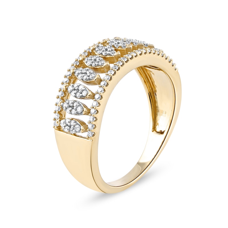 Main Image 2 of 0.33 CT. T.W. Multi-Diamond Vertical Multi-Row Open Shank Ring in 10K Gold