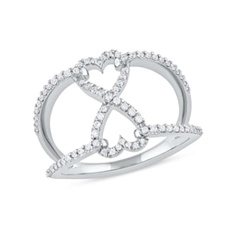 0.33 CT. T.W. Diamond Heart Infinity Open Shank Ring in 10K White Gold