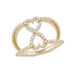 0.33 CT. T.W. Diamond Heart Infinity Open Shank Ring in 10K Gold
