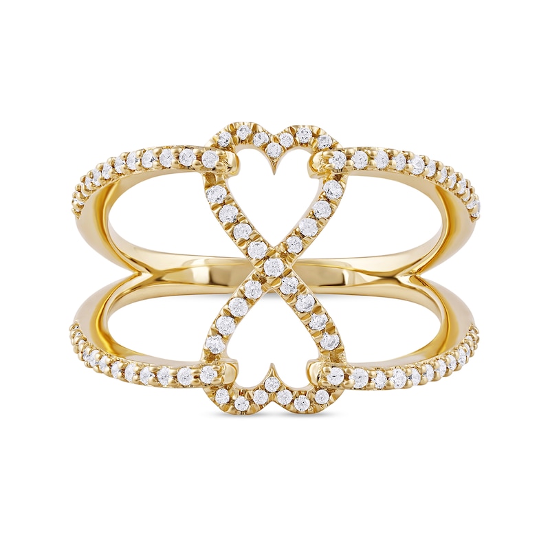 Main Image 3 of 0.33 CT. T.W. Diamond Heart Infinity Open Shank Ring in 10K Gold