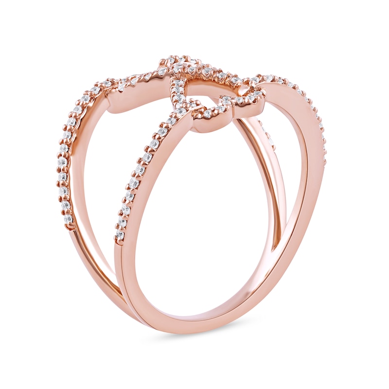 0.33 CT. T.W. Diamond Heart Infinity Open Shank Ring in 10K Rose Gold
