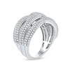 Thumbnail Image 1 of 1.03 CT. T.W. Diamond Layered Criss Cross Ring in 10K White Gold