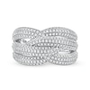 Thumbnail Image 2 of 1.03 CT. T.W. Diamond Layered Criss Cross Ring in 10K White Gold