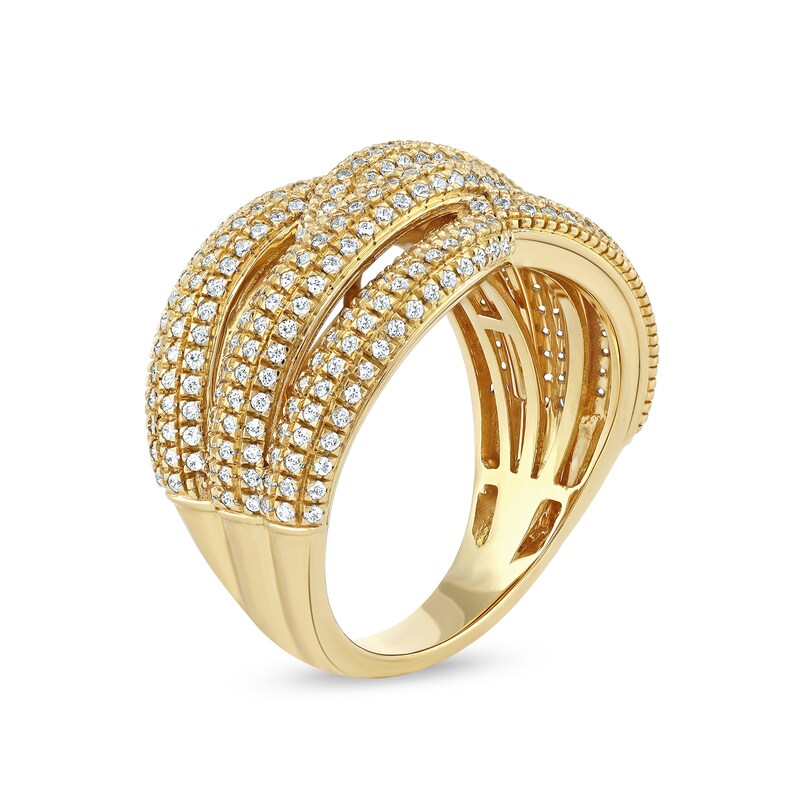 Main Image 2 of 1.03 CT. T.W. Diamond Layered Criss Cross Ring in 10K Gold