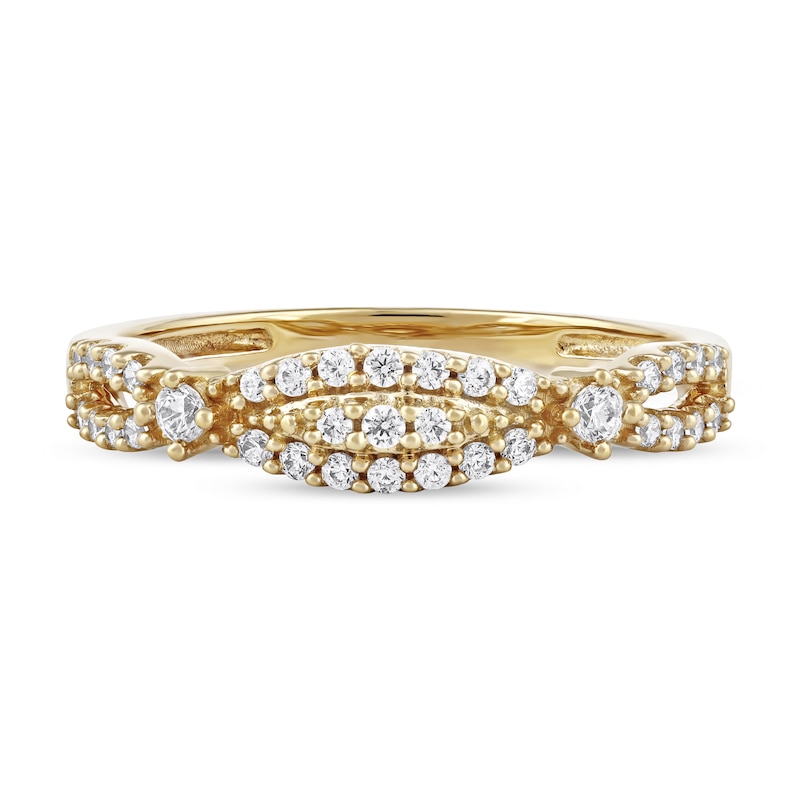 Main Image 3 of 0.25 CT. T.W. Diamond Twist Band in 10K Gold