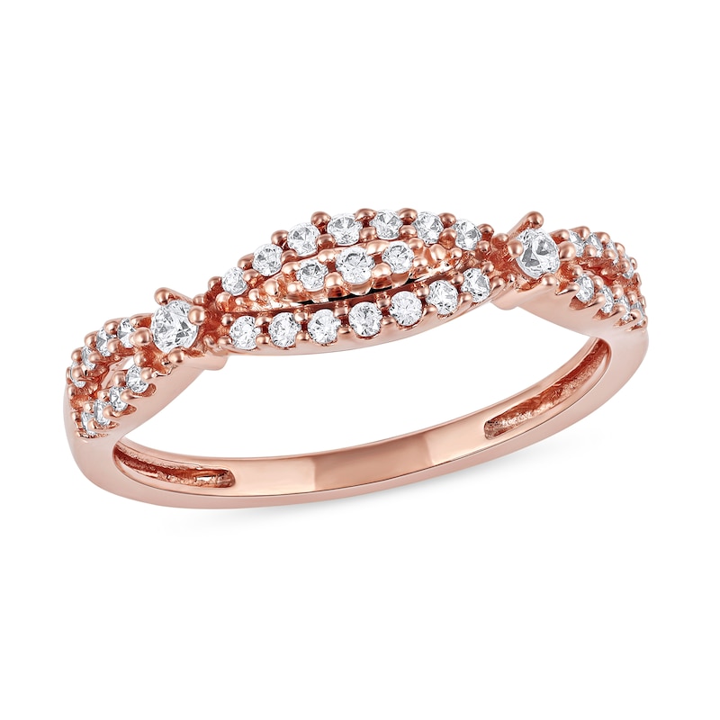 0.25 CT. T.W. Diamond Twist Band in 10K Rose Gold|Peoples Jewellers