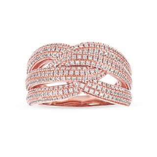 1.03 CT. T.W. Diamond Layered Criss Cross Ring in 10K Rose Gold