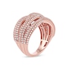 Thumbnail Image 2 of 1.03 CT. T.W. Diamond Layered Criss Cross Ring in 10K Rose Gold