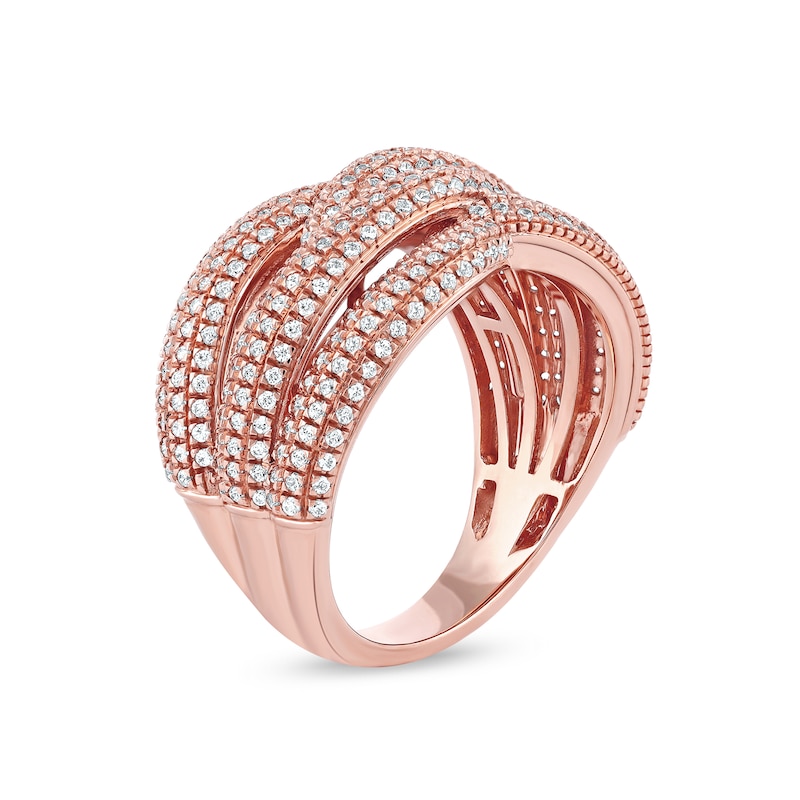 Main Image 2 of 1.03 CT. T.W. Diamond Layered Criss Cross Ring in 10K Rose Gold