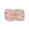 Thumbnail Image 3 of 1.03 CT. T.W. Diamond Layered Criss Cross Ring in 10K Rose Gold