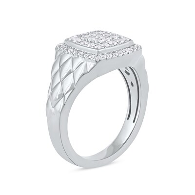 0.50 CT. T.W. Cushion-Shaped Multi-Diamond Frame Quilted Shank Ring in 10K Gold