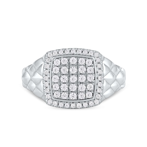 0.50 CT. T.W. Cushion-Shaped Multi-Diamond Frame Quilted Shank Ring in 10K Gold