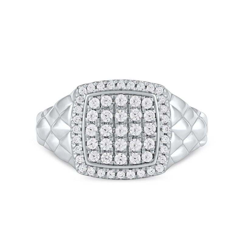 0.50 CT. T.W. Cushion-Shaped Multi-Diamond Frame Quilted Shank Ring in 10K Gold