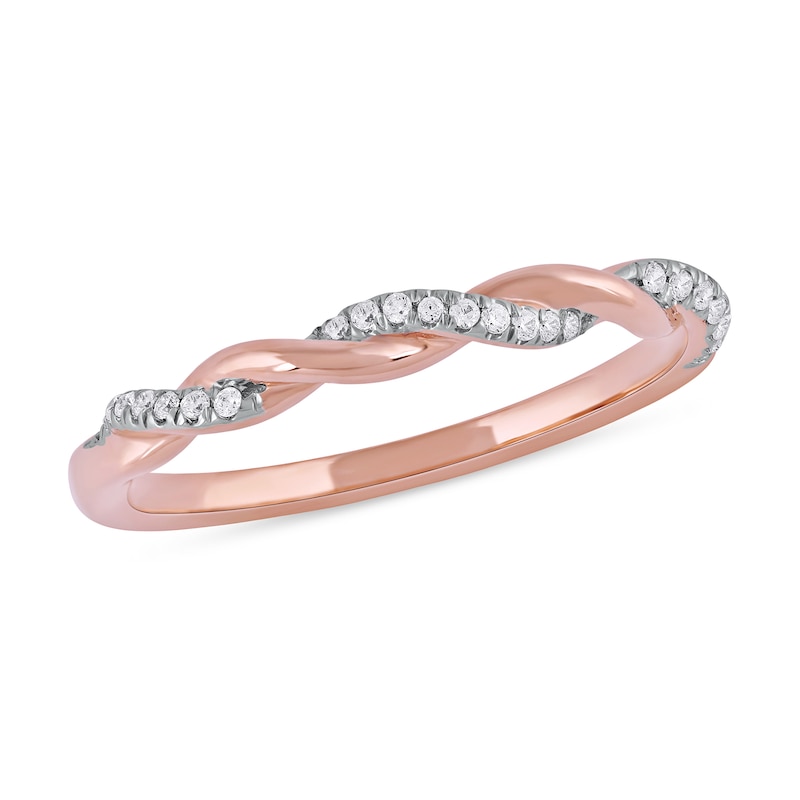 0.10 CT. T.W. Diamond Twist Stackable Band in 10K Rose Gold|Peoples Jewellers