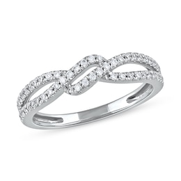 0.25 CT. T.W. Diamond Bypass Twist Split Shank Ring in 10K White Gold
