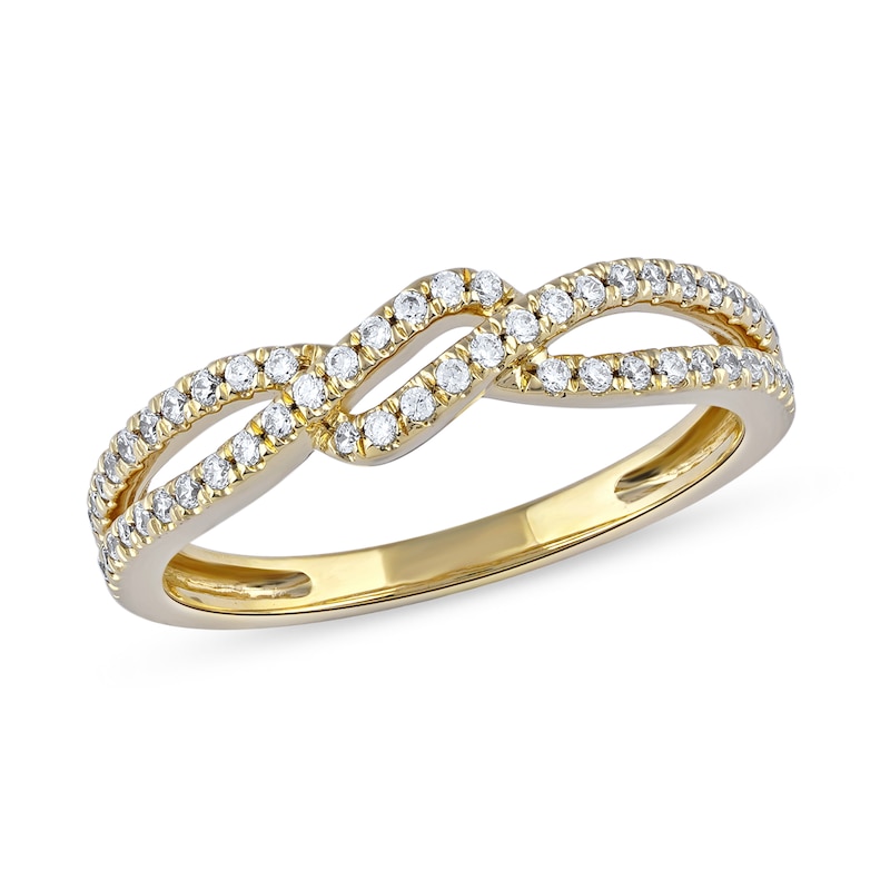 0.25 CT. T.W. Diamond Bypass Twist Split Shank Ring in 10K Gold