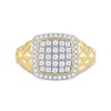 Thumbnail Image 2 of 0.50 CT. T.W. Cushion-Shaped Multi-Diamond Frame Quilted Shank Ring in 10K Gold