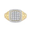 Thumbnail Image 2 of 0.50 CT. T.W. Cushion-Shaped Multi-Diamond Frame Quilted Shank Ring in 10K Gold