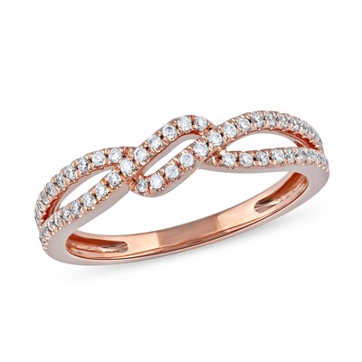 0.25 CT. T.W. Diamond Bypass Twist Split Shank Ring in 10K Rose Gold