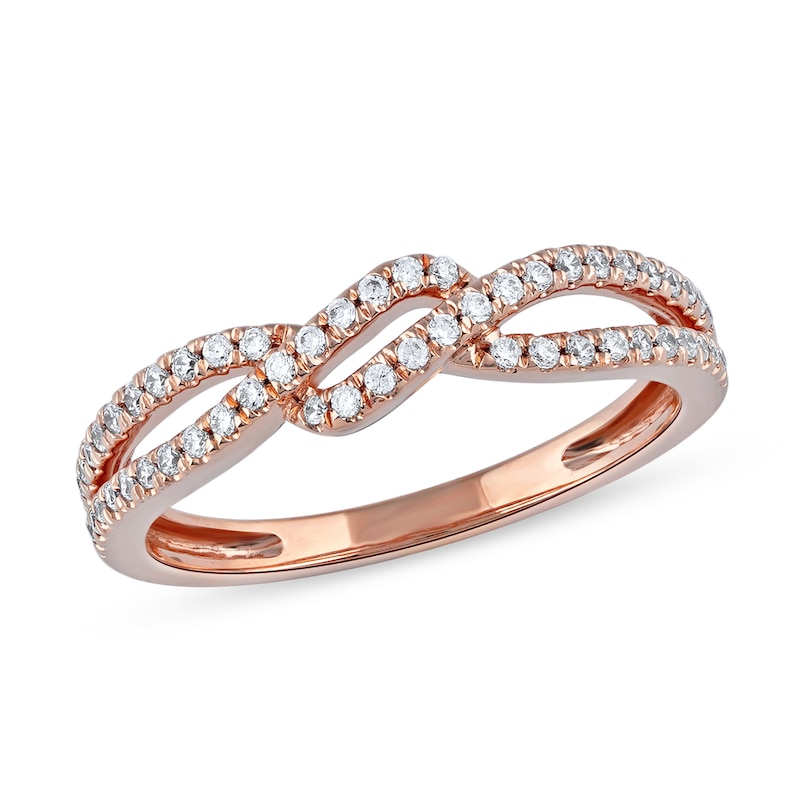 0.25 CT. T.W. Diamond Bypass Twist Split Shank Ring in 10K Rose Gold