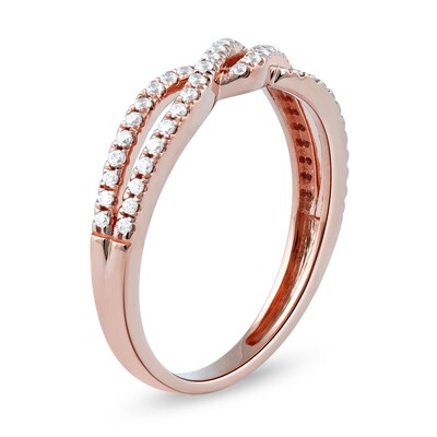 0.25 CT. T.W. Diamond Bypass Twist Split Shank Ring in 10K Rose Gold