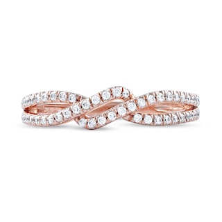 0.25 CT. T.W. Diamond Bypass Twist Split Shank Ring in 10K Rose Gold