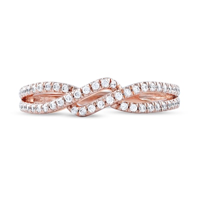 0.25 CT. T.W. Diamond Bypass Twist Split Shank Ring in 10K Rose Gold