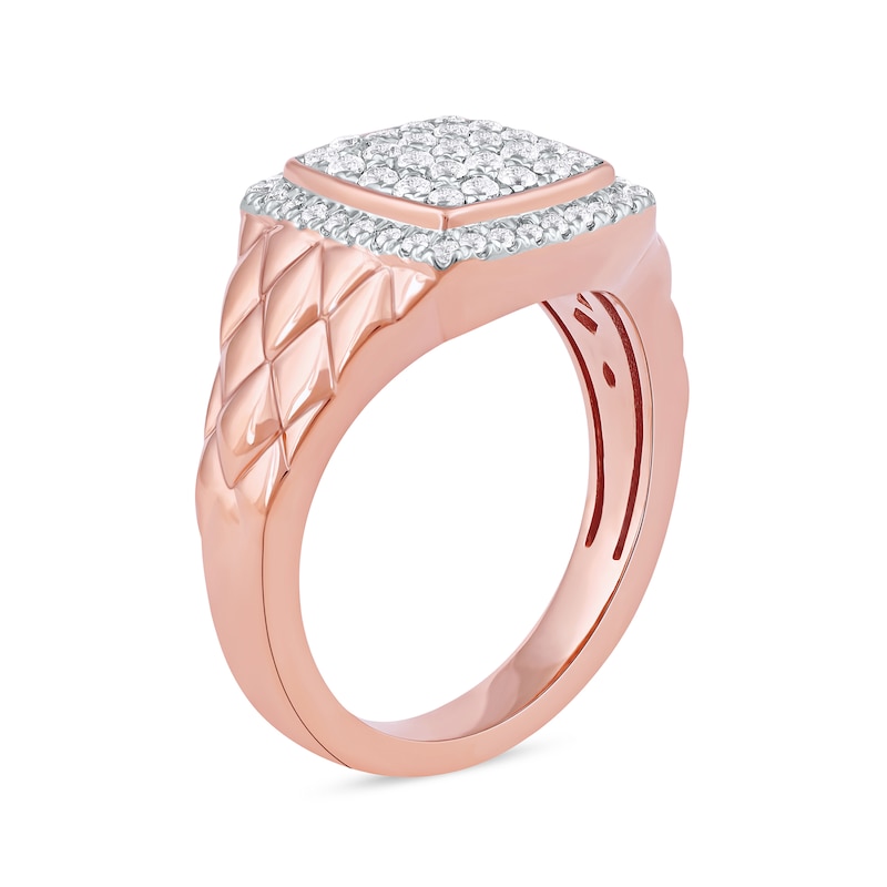 0.50 CT. T.W. Cushion-Shaped Multi-Diamond Frame Quilted Shank Ring in 10K Rose Gold