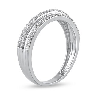 0.25 CT. T.W. Diamond Triple Row Crossover Band in 10K Gold