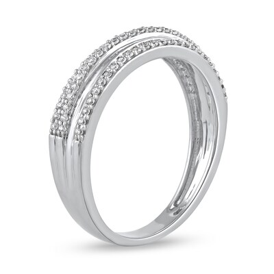 0.25 CT. T.W. Diamond Triple Row Crossover Band in 10K Gold
