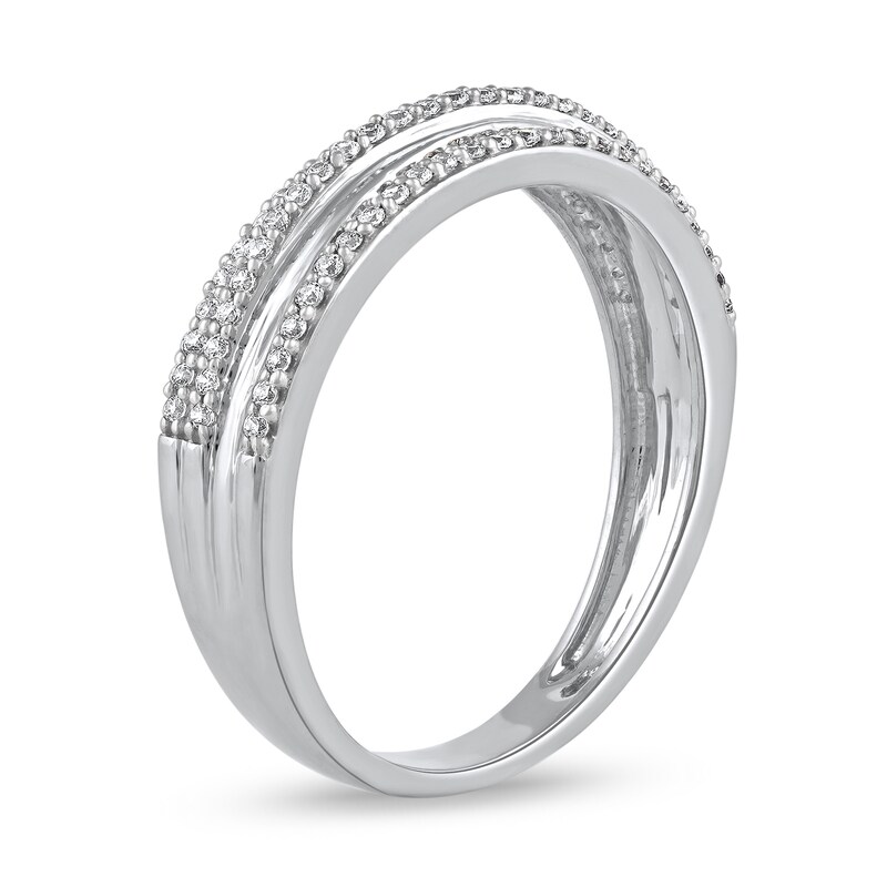 0.25 CT. T.W. Diamond Triple Row Crossover Band in 10K White Gold