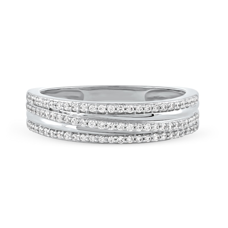 0.25 CT. T.W. Diamond Triple Row Crossover Band in 10K White Gold