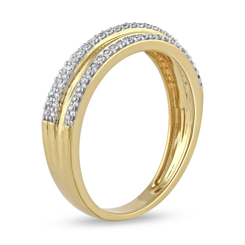 0.25 CT. T.W. Diamond Triple Row Crossover Band in 10K Gold