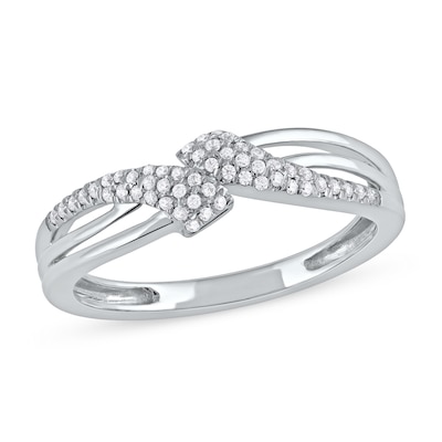 0.15 CT. T.W. Diamond Triple Row Bypass Ring in 10K Gold