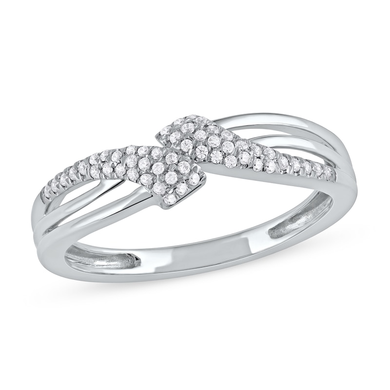 0.15 CT. T.W. Diamond Triple Row Bypass Ring in 10K Gold